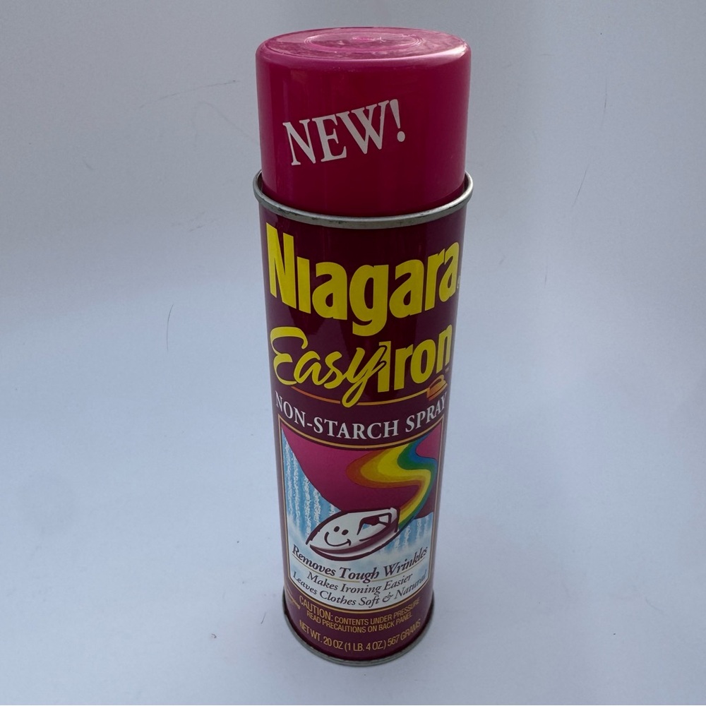 Niagara Easy Iron Non-Starch Spray - Dark Pink Can 1998 VTG Full Wrinkle Remover